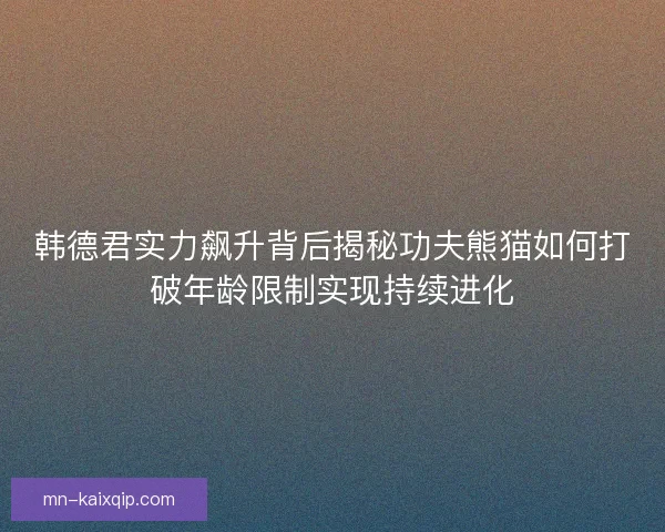 韩德君实力飙升背后揭秘功夫熊猫如何打破年龄限制实现持续进化 韩德君实力飙升背后揭秘功夫熊猫如何打破年龄限制实现持续进化
